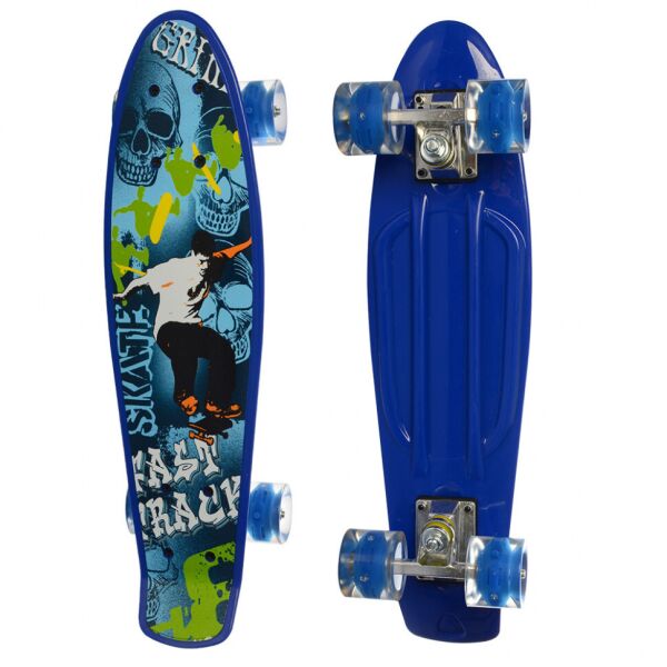 

Детский скейтборд Пенни борд Profi Colorful Penny Board Синий с рисунком и светящимися колесами