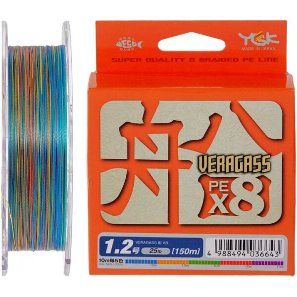 

Шнур YGK Veragass Fune X8 150м (мультиколор) 0.205мм 12.5кг/30lb (5545-02-64)