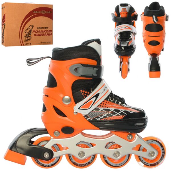 

Детские раздвижные роликовые коньки Profi Roller Skates Midi Оранжевые 31-34 размер на шнуровке
