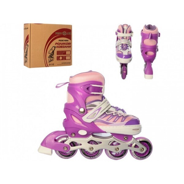 

Детские раздвижные роликовые коньки Profi Roller Skates Rainbow Розовые 31-34 размер