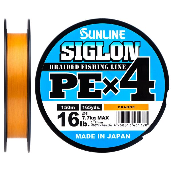 

Шнур Sunline Siglon PE х4 300m (оранж.) 0.187mm 20lb/9.2kg