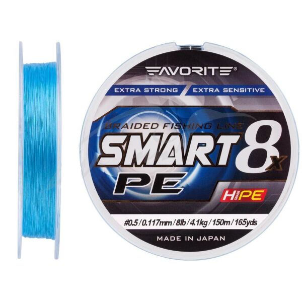 

Шнур Favorite Smart PE 8x 150м (sky blue) #3/0.296mm 35lb/19kg