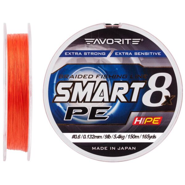 

Шнур Favorite Smart PE 8x 150м (red orange) #1.2/0.187mm 15lb/9.5kg (1693-10-83)