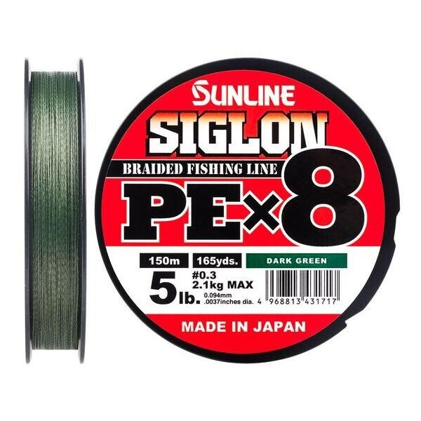 

Шнур Sunline Siglon PE х8 150m (темн-зел.) #3.0/0.296mm 50lb/22.0kg