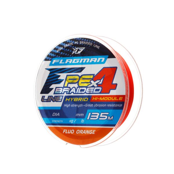 

Шнур Flagмan PE Hybrid F4 135м / 0.08мм / 3.6кг / 8Lb FluoOrange