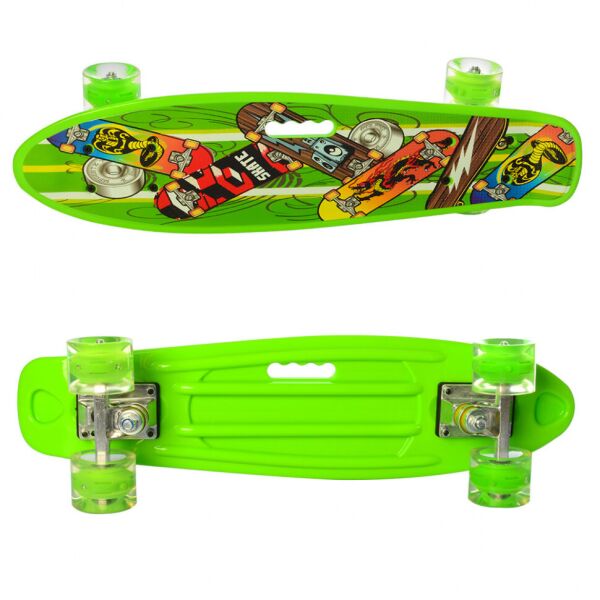 

Детский скейтборд Пенни борд MAXLEND Penny Board Lights Салатовый со светящимися колесами