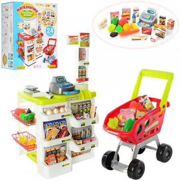 

Детский игровой Набор Супермаркет Магазин большой LIMO TOY 668-01-03 тележка продукты звук свет касса (MW-CM668)