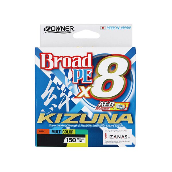 

Шнур Owner Kizuna Broad multi color PEx8 150м 0.15мм 8,2кг/18lb