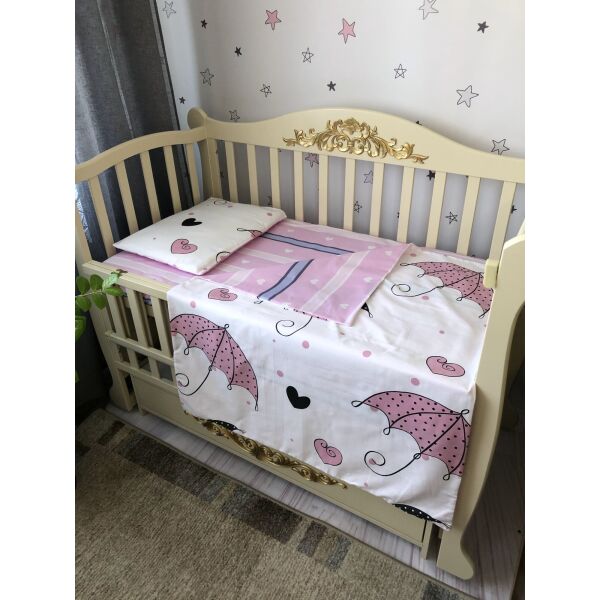 

Сменный комплект постельного белья Baby Comfort розовые зонтики