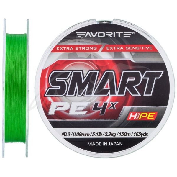 

Шнур Favorite Smart PE 4x 150м (салат.) #2.5/0.25мм 13кг 29lb (1693-10-29)