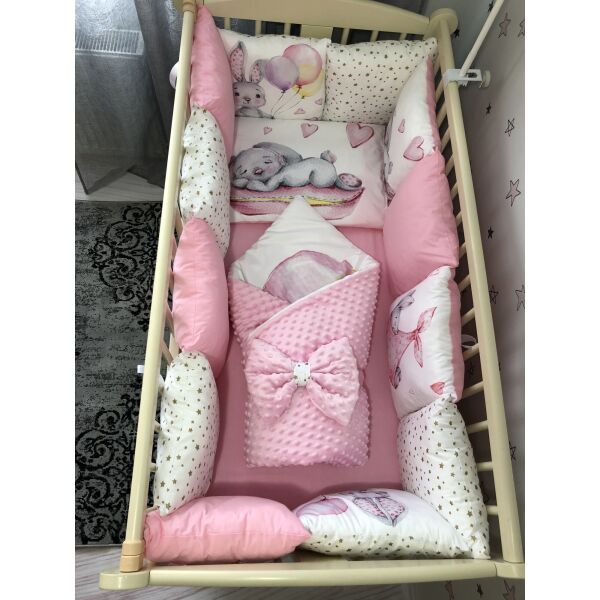 

Комплект постельного белья Baby Comfort Premium 8 элементов Зайка розовый