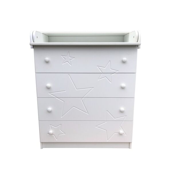 

Пеленальный комод Baby Comfort Stars на 4 ящика белый, фасад МДФ