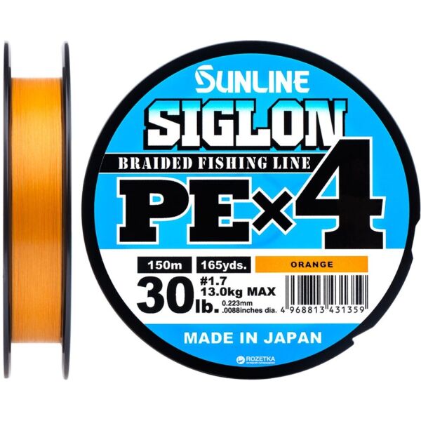 

Шнур Sunline Siglon PE х4 150m (оранж.) #0.6/0.132mm 10lb/4.5kg