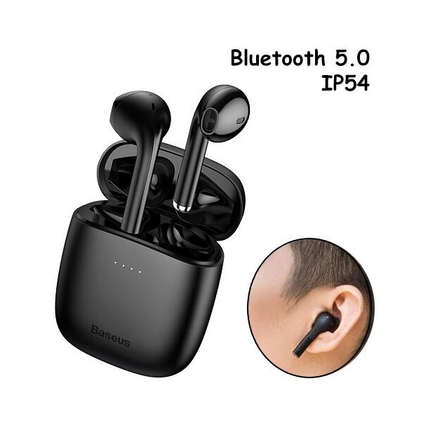 

Наушники беспроводные, гарнитура с кейсом Baseus Encok W04 Bluetooth, Черные