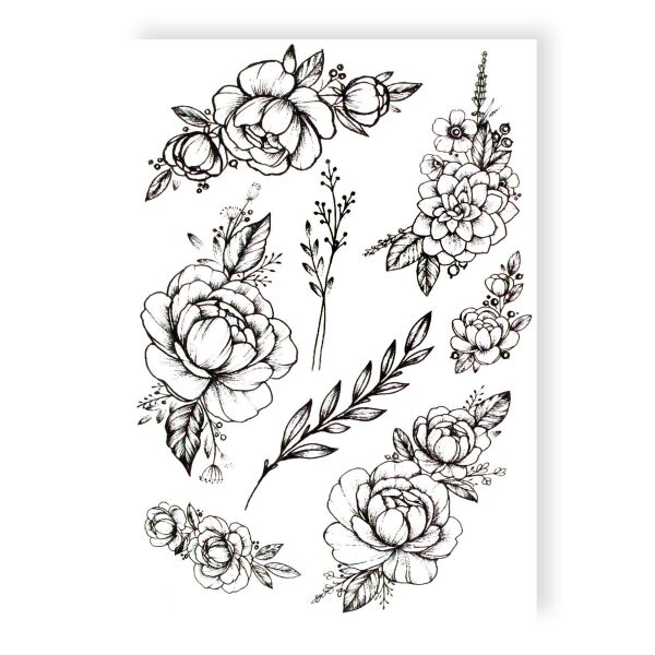 

Временное Тату tattooshka Пионы с веточками (TH-391)