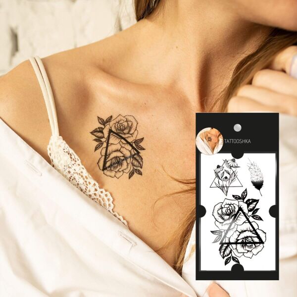 

Временное Тату tattooshka Роза в треугольнике (T-192)