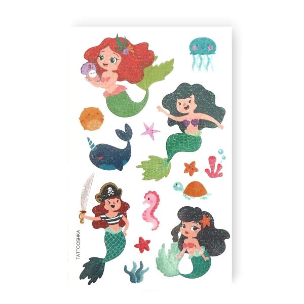 

Временное Тату tattooshka набор Русалочки с блестками (WS-E-046)