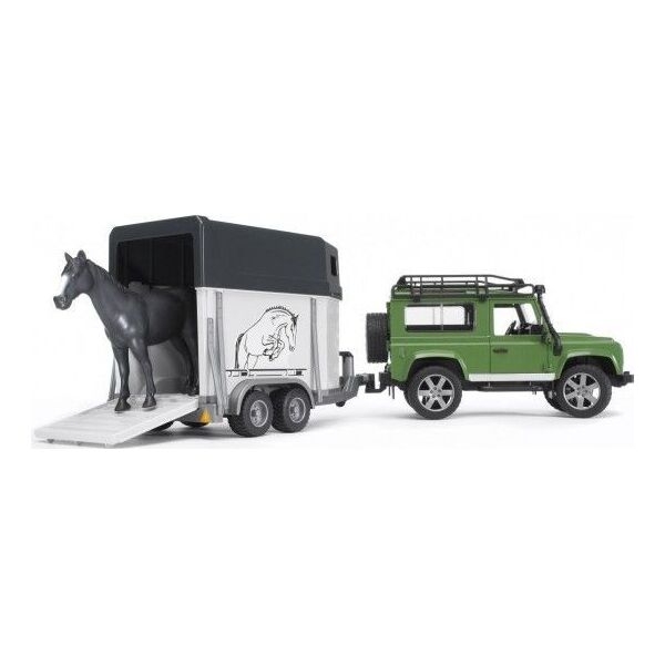 

Джип BRUDER Land Rover Defender с прицепом для перевозки лошадей + лошадка, М1:16 (02592)