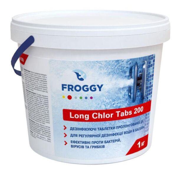 

Длительный хлор в таблетках Froggy Long Chlor Tabs 20 (4 кг) Для дезинфекции воды в бассейнах