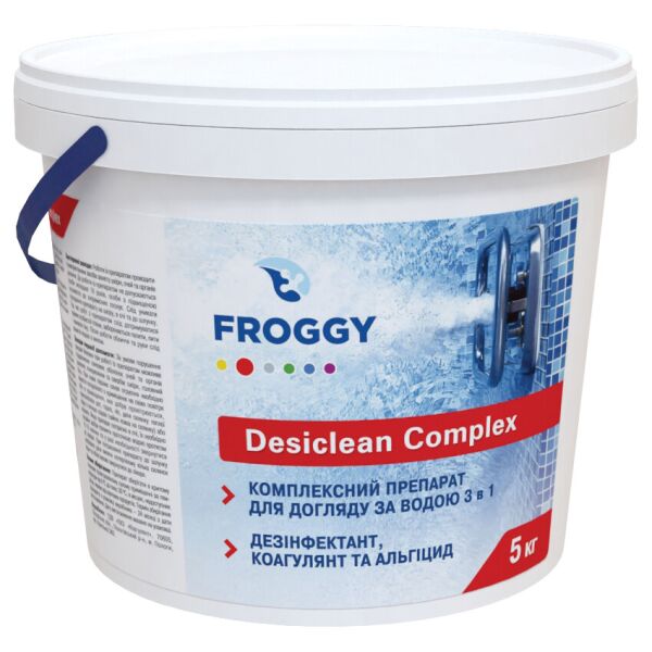 

Desiclean Complex Froggy 5кг (мультитаб 200 гp) Комплексный препарат для длительной дезинфекции для бассейна.