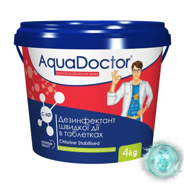 

Дезинфектант на основе хлора быстрого действия AquaDoctor C-60T, 4 кг