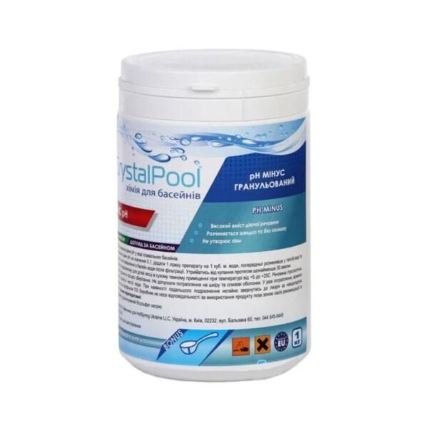 

Препарат для снижения уровня рН в бассейне PH-minus (гранулы) Crystal Pool Австрия