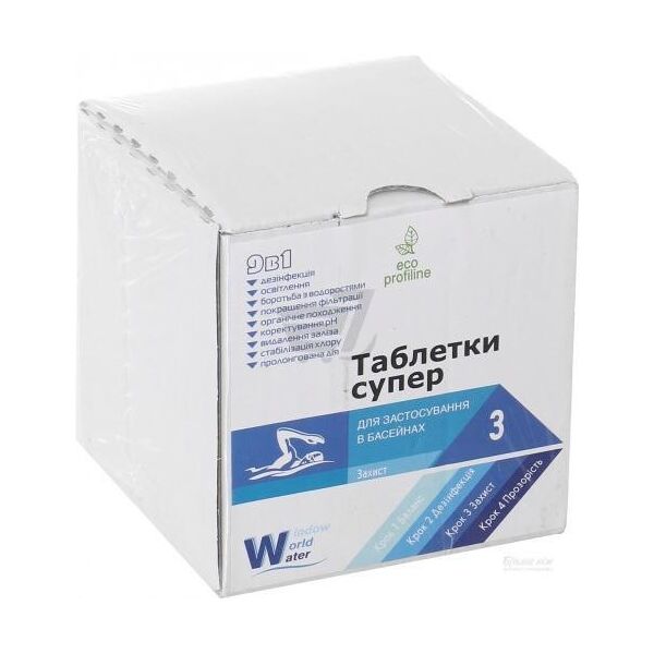 

Таблетки супер 3 в 1 0,4 кг хлор медленный для бассейна ( 20гр) Window World Water