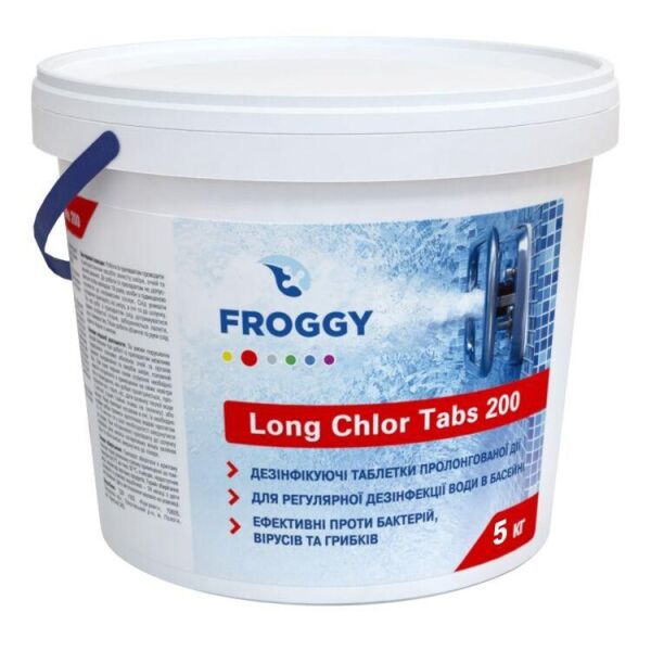 

Froggy Long Chlor Tabs 200 5 кг. Длительный хлор в таблетках для бассейна