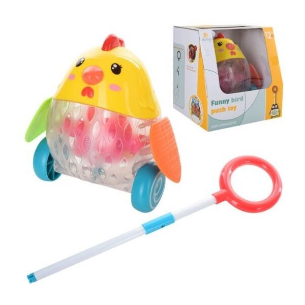 

Каталочка Цыпленок с ручкой 1601B Funny Push Toy (6952000496571)
