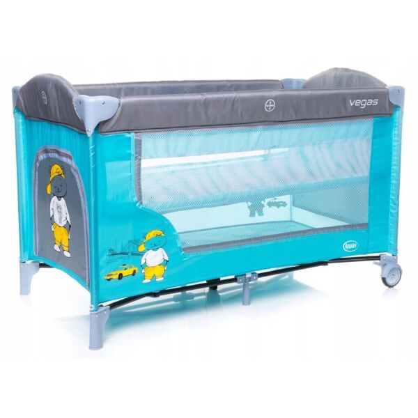 

Манеж-кроватка 4baby Vegas двухуровневый с матрасом, колесами и боковым входом + сумка для переноски Голубой