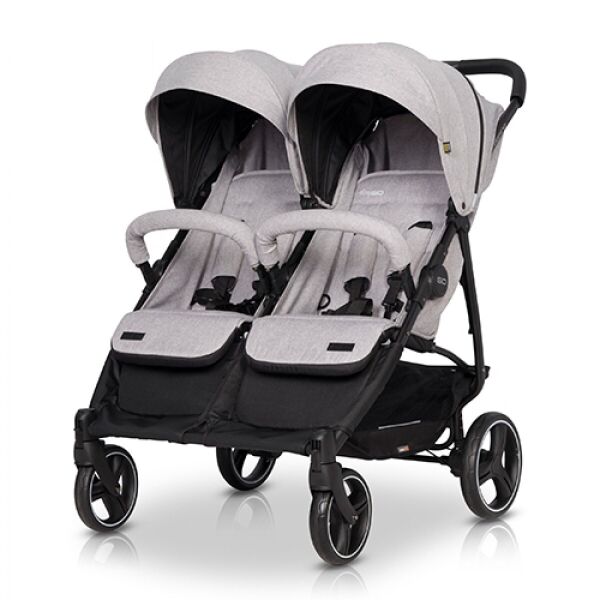

Коляска детская для двойни EasyGo Domino Pearl 2020 с 2 бамперами + 2 чехла на ножки и дождевик