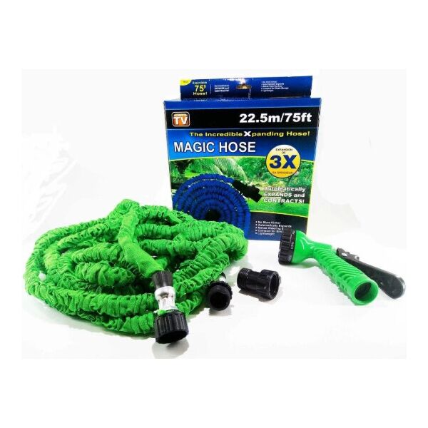 

Шланг Magic Hose. Длина 22.5 м, садовый шланг для полива, поливочный шланг икс хоз. Цвет зеленый