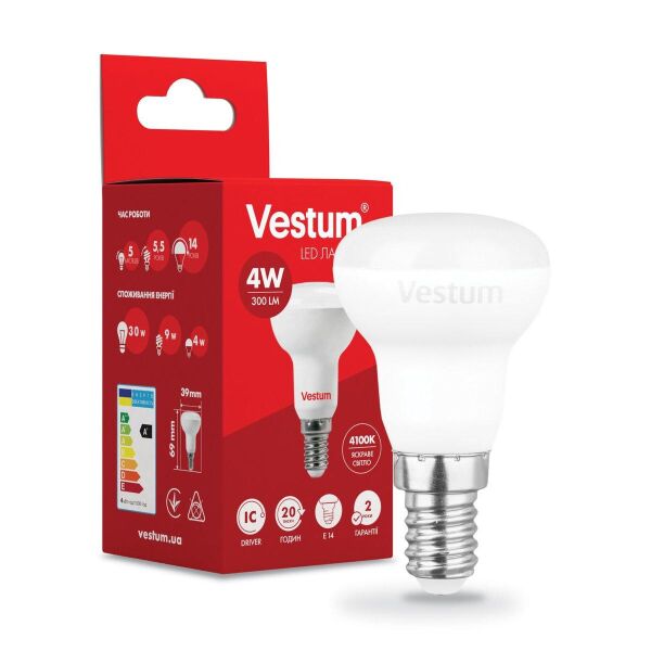

Лампа светодиодная Vestum LED R39 4W 4100K 220V E14