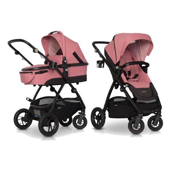 

Коляска детская универсальная EasyGo Optimo Air 2 в 1 Rose с люлькой + дождевик, чехол на ножки и держатель для бутылки