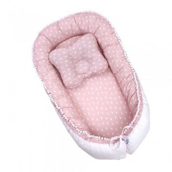 

Кокон для новорожденных Twins Маршмеллоу 9063 с подушкой Розовый с принтом