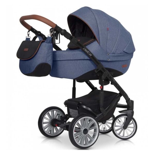 

Коляска универсальная 2 в 1 Euro-Cart Denim с чехлом на ножки и сумкой для мамы + съемный защитный бампер