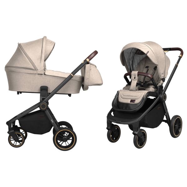 

Коляска универсальная 2 в 1 Carrello Epica CRL-8510/1 Almond Beige с черной рамой + дождевик + чехол на ножки и сумка