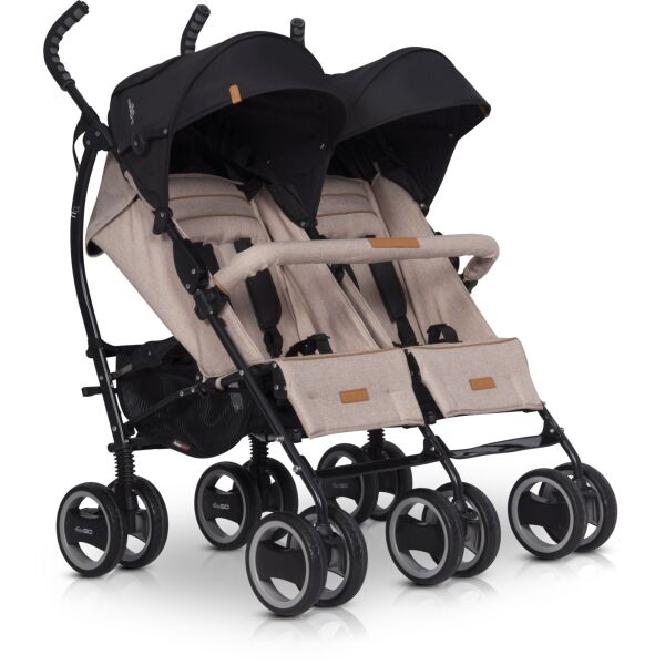 

Коляска прогулочная для двойни EasyGo Duo Comfort Sand + 2 чехла на ножки и дождевик