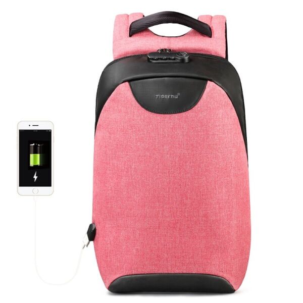 

Рюкзак для ноутбука Tigernu T-B3611 15.6"/18 л на 3 отделения + в комплекте кодовый замок и сумка для документов Розовый/Черный