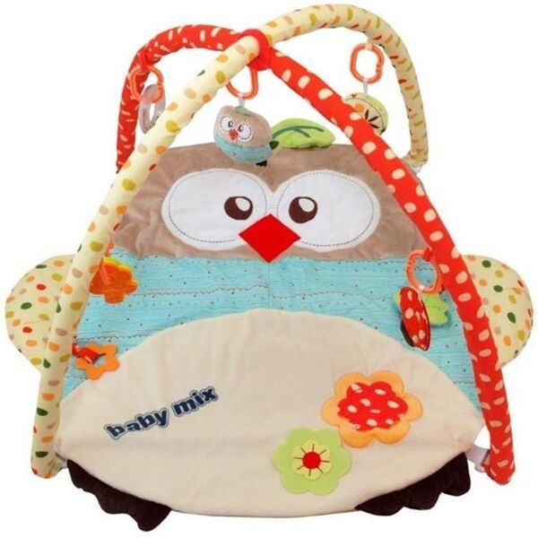 

Развивающий коврик Baby Mix 3328 Сова + 2 дуги и 5 игрушек Разноцветный