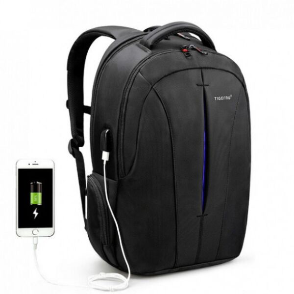 

Рюкзак для ноутбука Tigernu T-B3105-2 15.6"/22 л водонепроницаемый и с USB-зарядкой 2.0 Черный/Синий