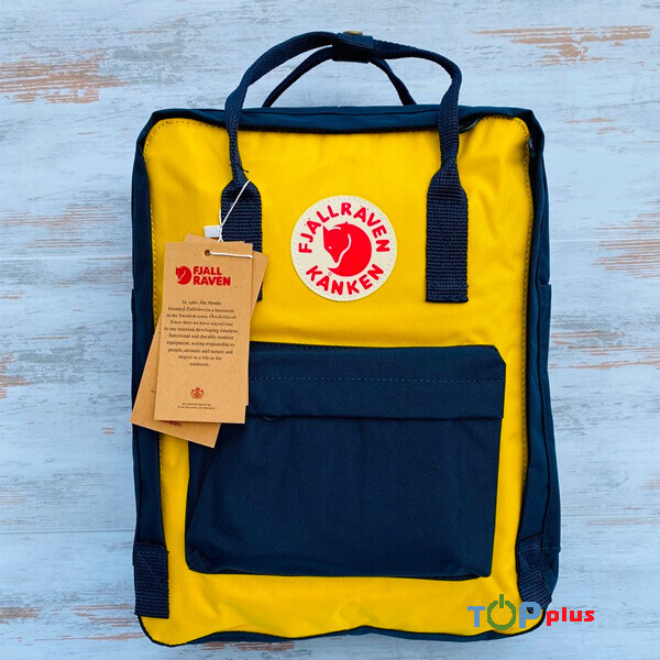 

Портфель рюкзак с лисой канкен Fjallraven Kanken 16 л (желтый/синий)