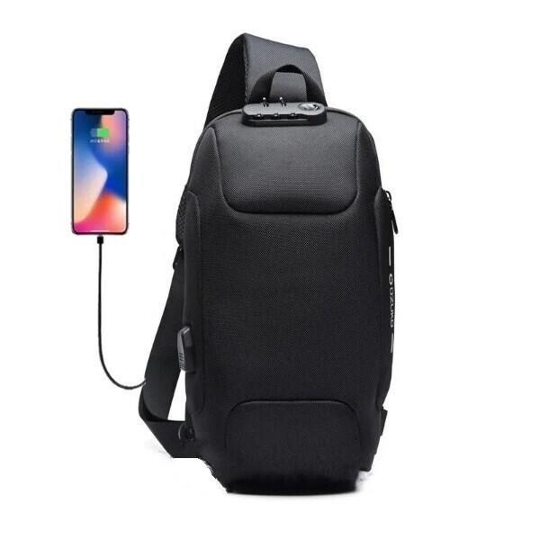 

Рюкзак для планшета Ozuko 9223 15.6"/7 л с одной лямкой на 3 отделения + USB порт + в комплекте кодовый замок Черный