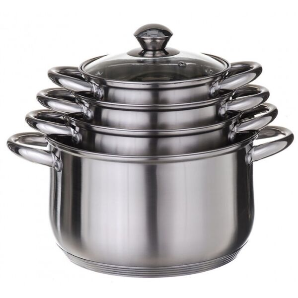 

Набор кастрюль из нержавеющей стали A-PLUS (1296) со стеклянными крышками 16, 18, 20, 24 см