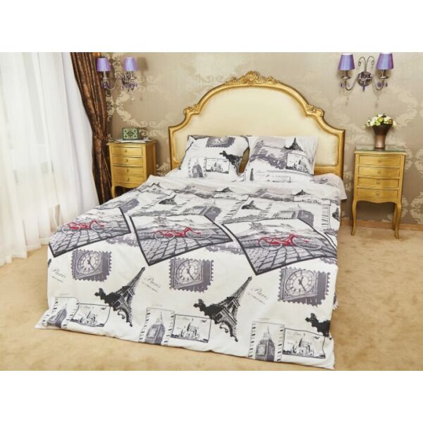 

Постельное белье Лондон Париж Gold Lux, размер евро. Комплект постельного белья. Ткань Бязь 100% Хлопок