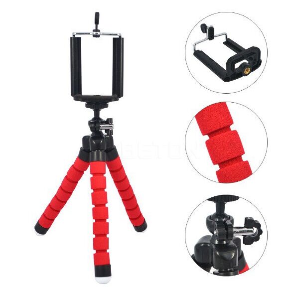 

Гибкий Штатив для телефона, камеры, Go Pro / Осьминог Красный