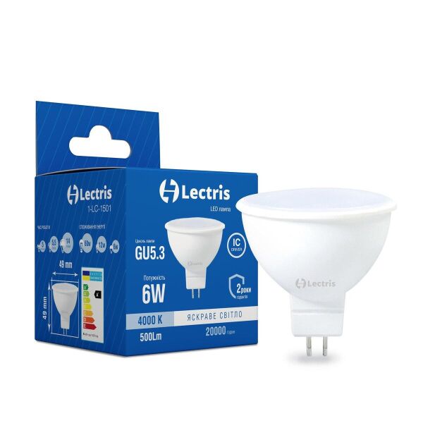 

Лампа светодиодная Lectris LED MR16 6W 4000K 220V GU5.3
