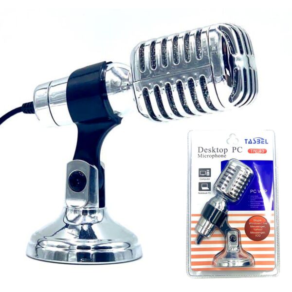 

Микрофон TN-43 с настольным штативом, Mini Jack 3.5 мм, микрофон для компьютера, silver