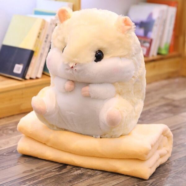 

Подушка Хомяк Happy Toys с пледом, мягкая игрушка, подушка в авто, светло-коричневый