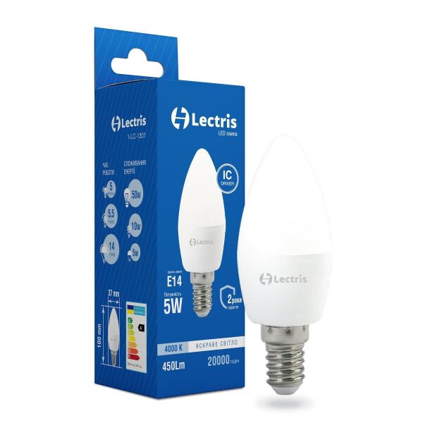 

Лампа светодиодная Lectris LED С37 5W 4000K 220V E14